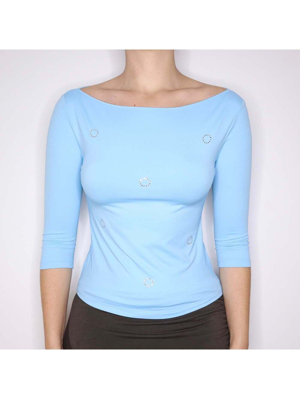 Y2K Italian Sky Blue Diamanté Top (M)